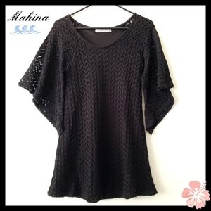 ♥️ Mahina:Size:S: Black knit Chevron dress